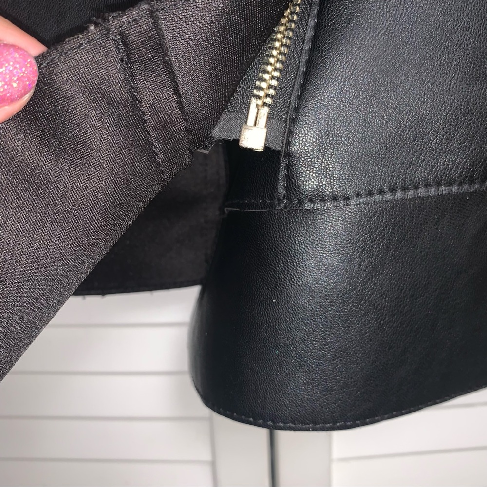 Kimchi Blue Faux Leather Black Jacket with Faux Fur Neck - Picture 8 of 12